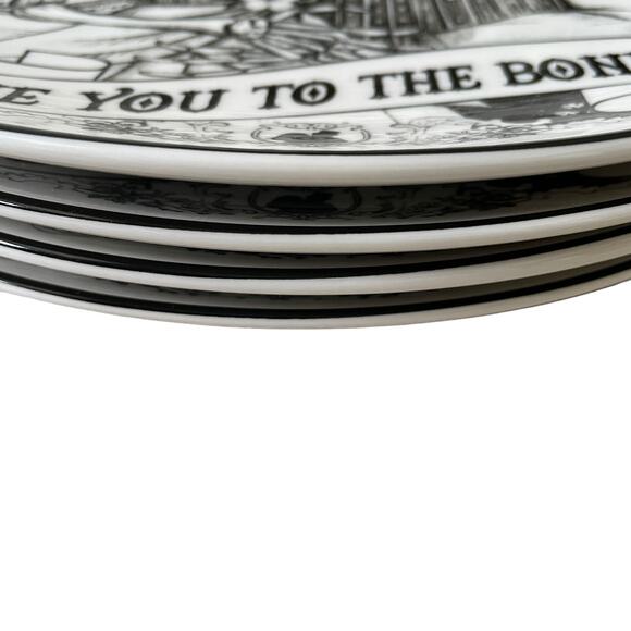Eaton Fine Dining Halloween ‘Love You To The Bones’ 10.25” Plate Set of 4 - New! - Picture 12 of 15